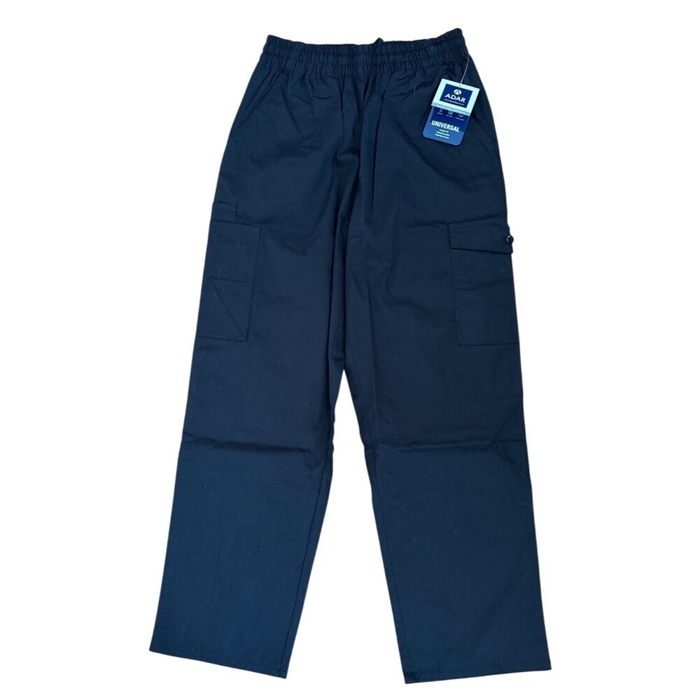 Adar Universal Scrub Cargo Pants Med Black Elastic Waist Workwear Unisex New
